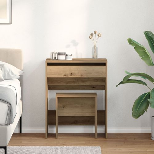Coiffeuse Vidaxl Avec Miroir En Bois D'ingénierie Chêne Artisan