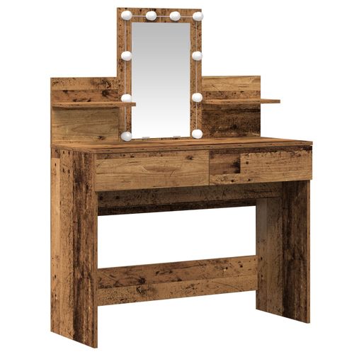 Coiffeuse Vidaxl Avec Miroir Et Lumières Led En Bois Vieilli Et Bois Aggloméré