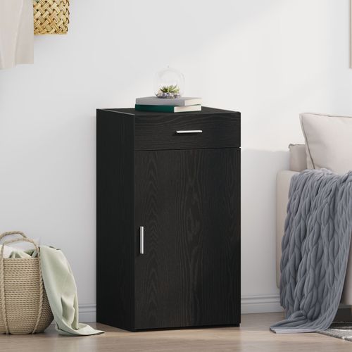 Buffet Vidaxl Noir Chêne 30x42,5x93 Cm Bois D'ingénierie