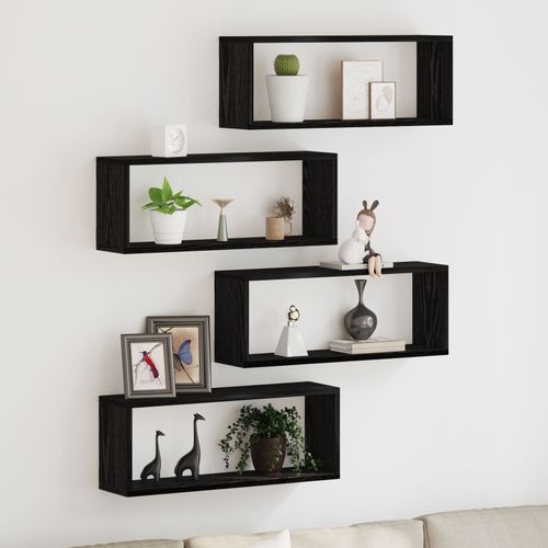 Set De 4 Étagères Murales Vidaxl - Chêne Noir - 60x15x23 Cm - Fabriqué En Bois Reconstitué