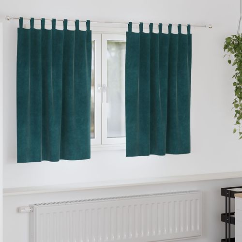 Rideaux Occultants Vidaxl Avec Boucles De Suspension 2 Pcs Vert Foncé Velours