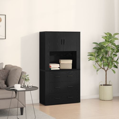 Vidaxl Buffet Haut Ensemble De 2 Chêne Noir Bois D'ingénierie