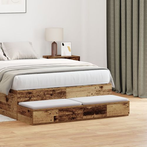 Tiroirs De Lit Vidaxl En Vieux Bois 120x36,5x16,5 Cm En Bois Manufacturé