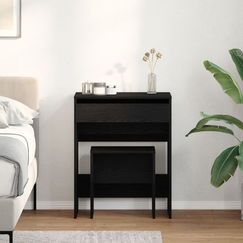 Coiffeuse Vidaxl Avec Miroir En Bois D'ingénierie Chêne Noir