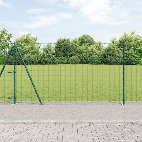 Vidaxl Poteaux De Clôture Ensemble De 52 Vert Béton, Acier