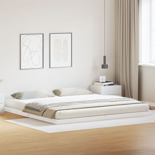 Structure De Lit Au Sol Vidaxl Blanche 200x220 Cm En Bois Massif De Pin