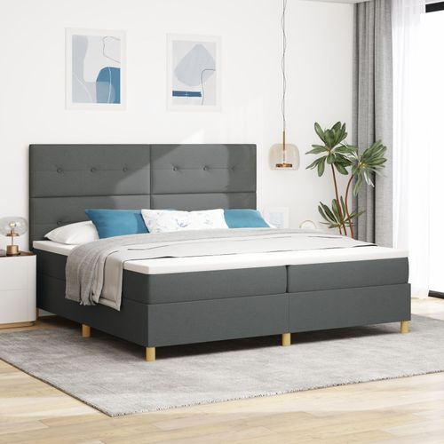 Lit À Ressorts Vidaxl Avec Matelas Gris Foncé 200x200 Cm En Tissu