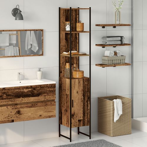 Armoire De Salle De Bain Vidaxl Bois Ancien 33x33x185,5 Cm Bois Aggloméré