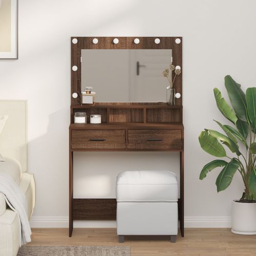 Coiffeuse Vidaxl Avec Lumières Led Chêne Marron 79x41x135 Cm