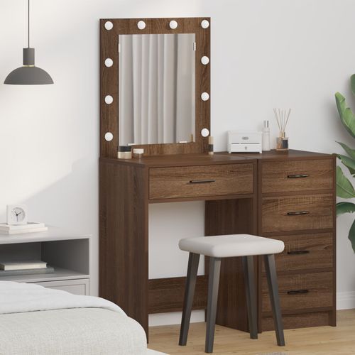 Coiffeuse Vidaxl Avec Lumières Led Chêne Marron 50x41x135 Cm