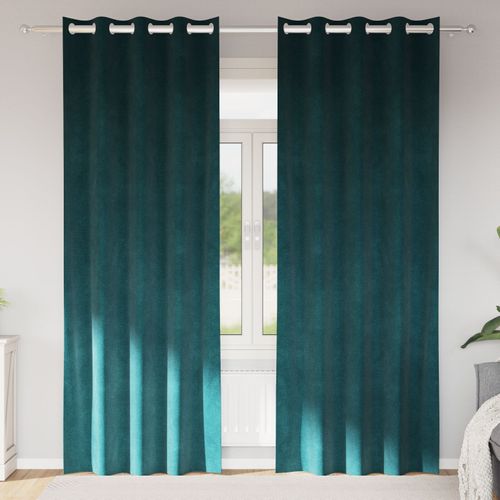 Rideaux Opaques Vidaxl Avec ?illets 2 Pcs En Velours Vert Foncé