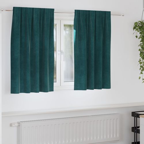 Rideaux Occultants Vidaxl Avec Bande Supérieure 2 Pièces En Velours Vert Foncé