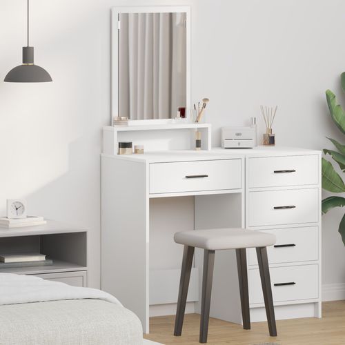Table De Maquillage Vidaxl Avec Tiroirs Blanche 50x41x140 Cm