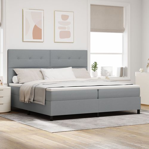 Cadre De Lit Vidaxl Avec Matelas Gris Clair Tissu 200 X 200 Cm