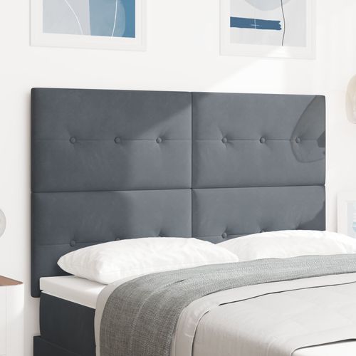 Tête De Lit Vidaxl Bouton Capitonné Gris Foncé 140 Cm Velours