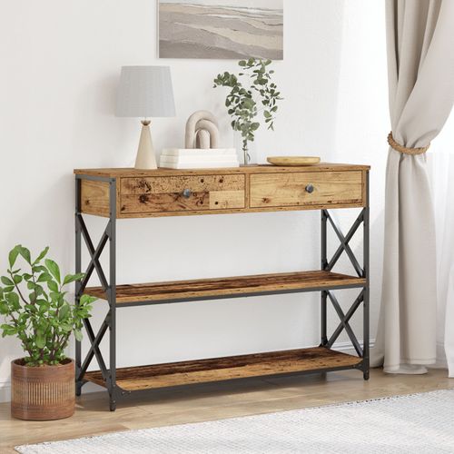 Table Console Vidaxl En Bois Ancien 100x28x75 Cm En Bois Ingénieré Et Acier