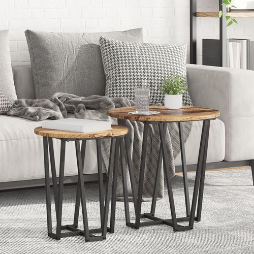 Table D'appoint Vidaxl 2 Pièces En Bois Vintage, Stratifié Et Métal