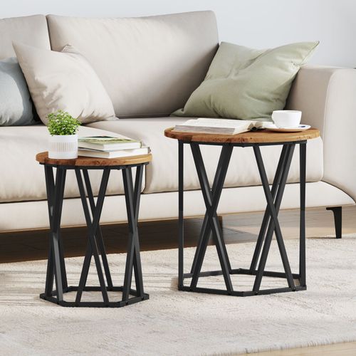 Table D'appoint Vidaxl 2 Pièces En Bois Ancien