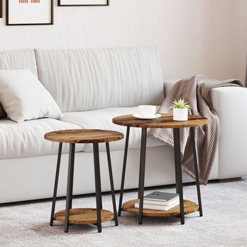 Table D'appoint Vidaxl 2 Pièces En Bois Ancien, Bois Reconstitué Et Métal