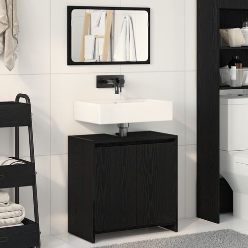 Meuble De Salle De Bain Vidaxl Avec Miroir Chêne Noir 60x33x61cm En Bois D'ingénierie