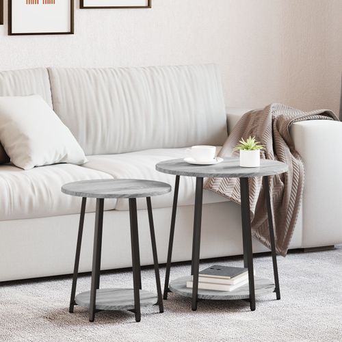 Table D'appoint Vidaxl 2 Pièces Gris Sonoma En Bois D'ingénierie Et Métal