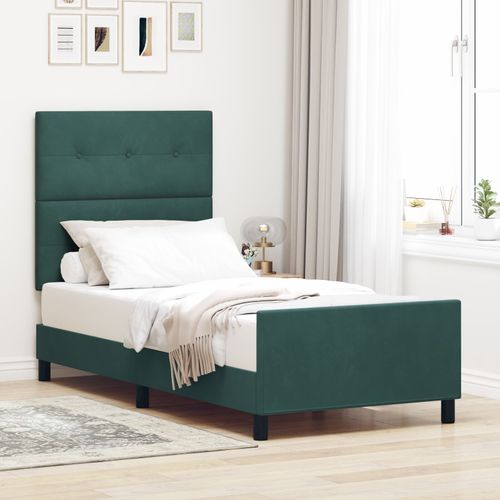Cadre De Lit Vidaxl Vert Foncé 90x190 Cm En Velours