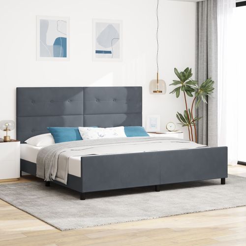 Vidaxl Cadre De Lit Gris Foncé 200x200 Cm Velours