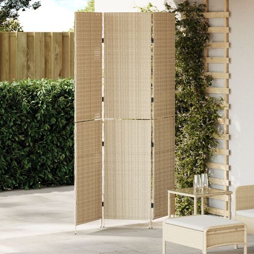 Paravent vidaXL 3 panneaux pliable beige 146x200 cm en poly rattan
