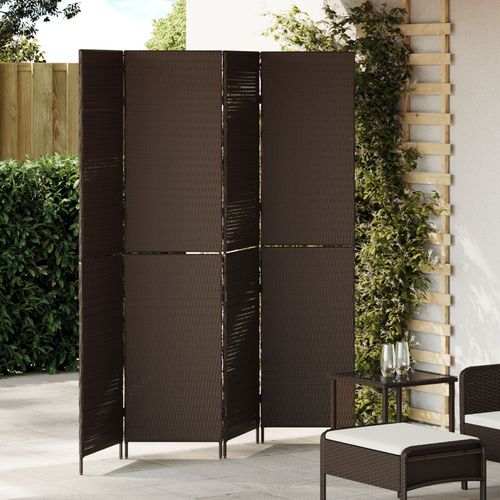 Paravent vidaXL 4 Panneaux Pliable Marron 195x180 cm Rattan Synthétique