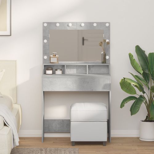 Coiffeuse Vidaxl Avec Éclairage Led En Gris Béton 79x41x135 Cm
