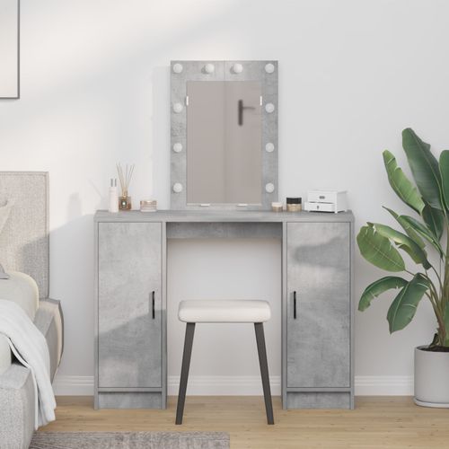 Coiffeuse Vidaxl Avec Éclairage Led Gris Béton 102x33x135 Cm