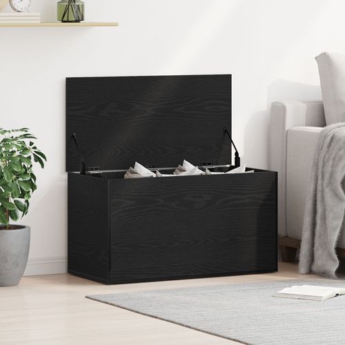 Coffre De Rangement Vidaxl Noir Chêne 84x42x46 Cm En Bois D'ingénierie
