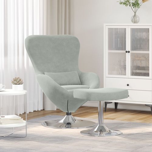 Fauteuil ?Uf Vidaxl Avec Pouf En Velours Gris Clair