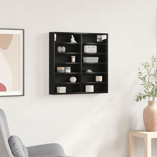 Vidaxl Vitrine Cabinet Noir Chêne 60x8,5x58 Cm Bois D'ingénierie