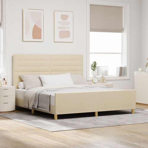 Cadre De Lit Vidaxl En Crème - 180x200 Cm En Tissu