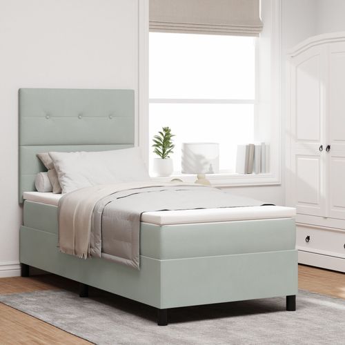Lit Boxspring Vidaxl Avec Matelas Gris Clair 90x200 Cm Velours