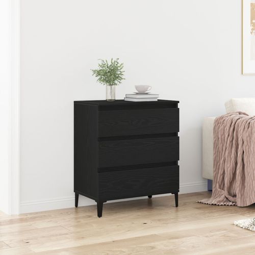 Buffet Vidaxl Noir Chêne 60x35x70 Cm Bois D'ingénierie