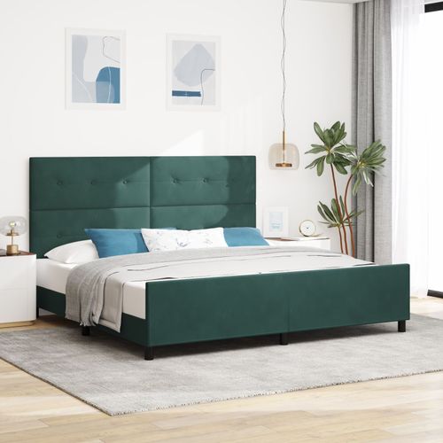 Vidaxl Cadre De Lit Vert Foncé 200x200 Cm Velours