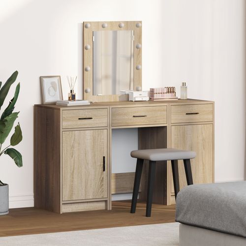 Ensemble De Coiffeuse 3 Pièces Vidaxl Avec Led En Bois D'ingénierie Chêne Sonoma