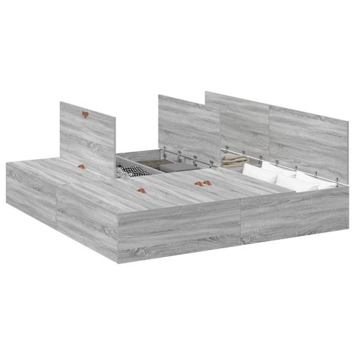Cadre De Lit De Rangement Vidaxl Gris Sonoma 200x200 Cm