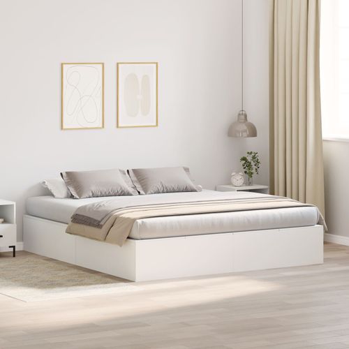Vidaxl Cadre De Lit Blanc Bois King Cadre De Lit Avec Rangement
