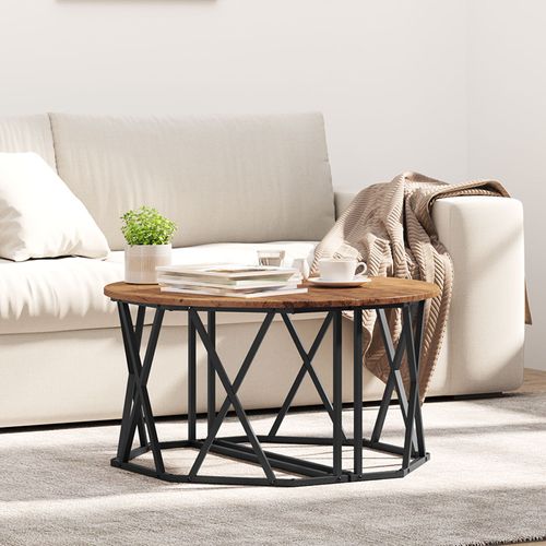 Table Basse Vidaxl Bois Ancien 80x80x42 Cm En Bois Élégué