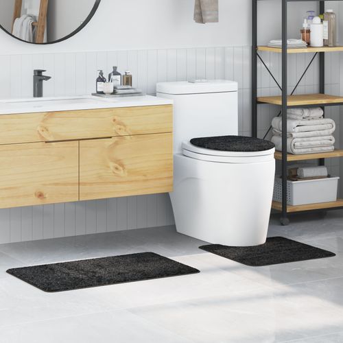 Set de 3 tapis de bain vidaXL Gris foncé en Polypropylène Antidérapant