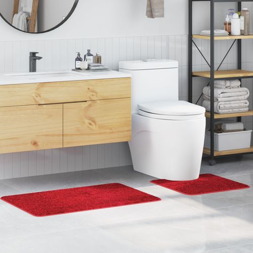 Set de 2 Tapis de Bain VidaXL Rouge en Polypropylène Antidérapants