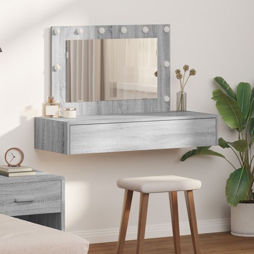 Table De Maquillage Murale Vidaxl Avec Éclairage Led Gris Sonoma