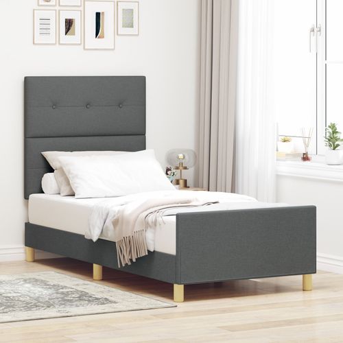 Cadre De Lit Vidaxl Gris Foncé 100x200 Cm Tissu