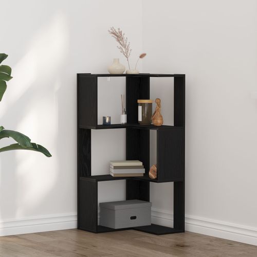 Bibliothèque D'angle Vidaxl 3 Niveaux Chêne Noir 50x50x102 Cm Bois Reconstitué