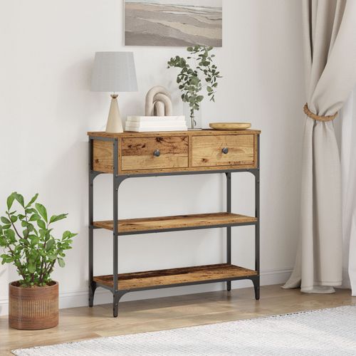 Table Console Vidaxl En Bois Ancien 72,5x25x75 Cm Bois Agencé & Acier