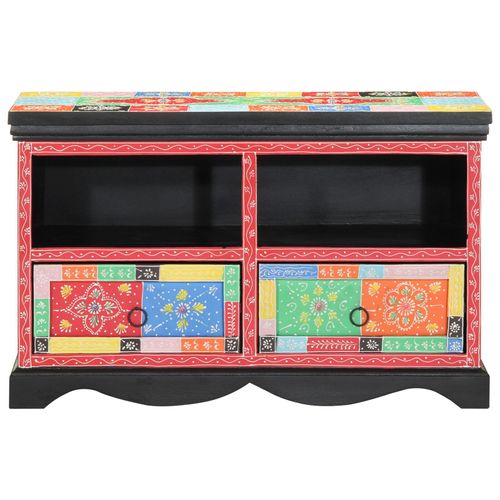 Meuble Tv Vidaxl Multicolore 80x35x50 Cm En Bois De Mangue