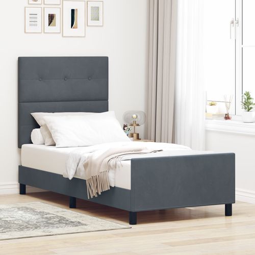 Vidaxl Cadre De Lit Gris Foncé 90x190 Cm Velours